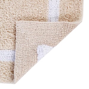 Hotel Collection Sand/White 20 in. x 20 in. Contour 100% Cotton Bath Rug