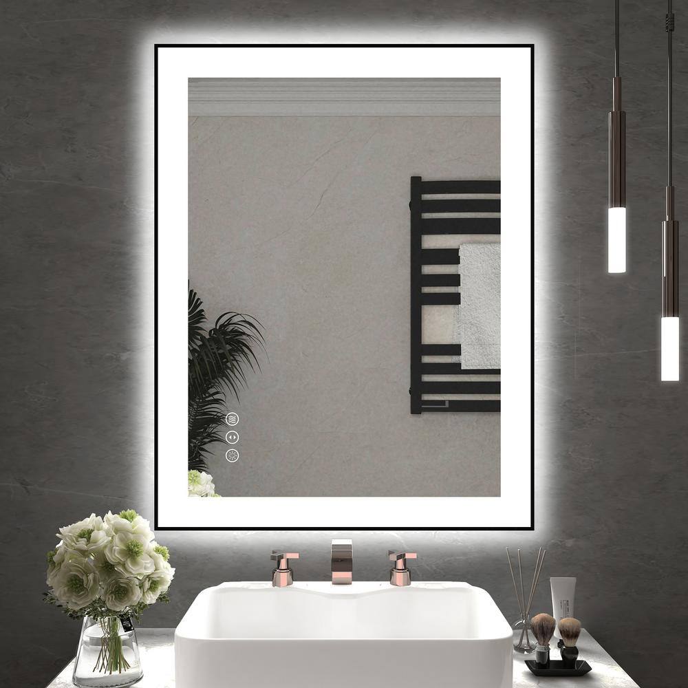 Hpeytaire 36 in. W x 28 in. H Rectangular Aluminum Framed Backlit 