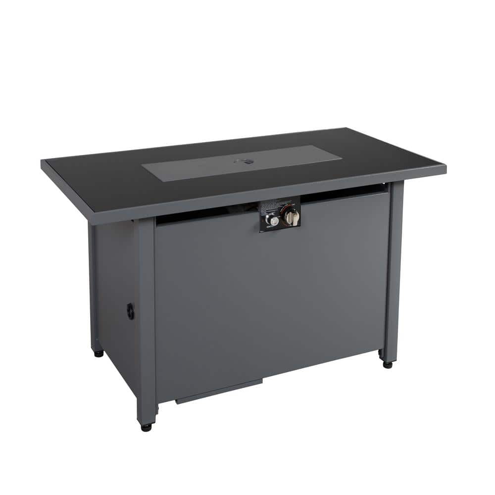 42" Black Steel Rectangular Gas Fire Pit Table