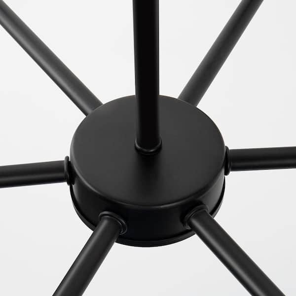 YANSUN 6-Light Black Transitional Chandelier with Glass Shade for