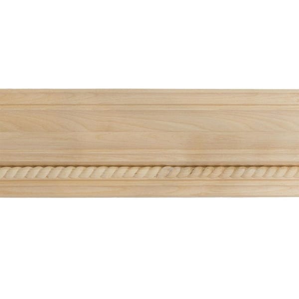 3-5/8 in. x 94-1/2 in. x 3-1/2 in. Unfinished Wood Maple Andrea Rope Carved Crown Moulding