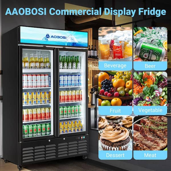 27 cu. ft., 44 in. Commercial Display Fridge w/ Customizable Lightbox Merchandiser Refrigerator in Black, ETL Certified