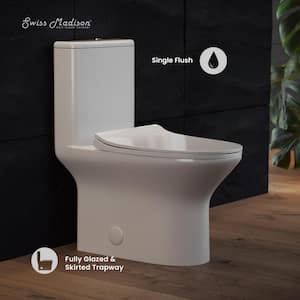 Cascade 1-piece 0.8/ 1.28 GPF Dual Flush Elongated Toilet in White, Seat Included