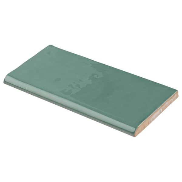 Catalina Green Lake 3 in. x 6 in. Polished Ceramic Wall Bullnose Tile