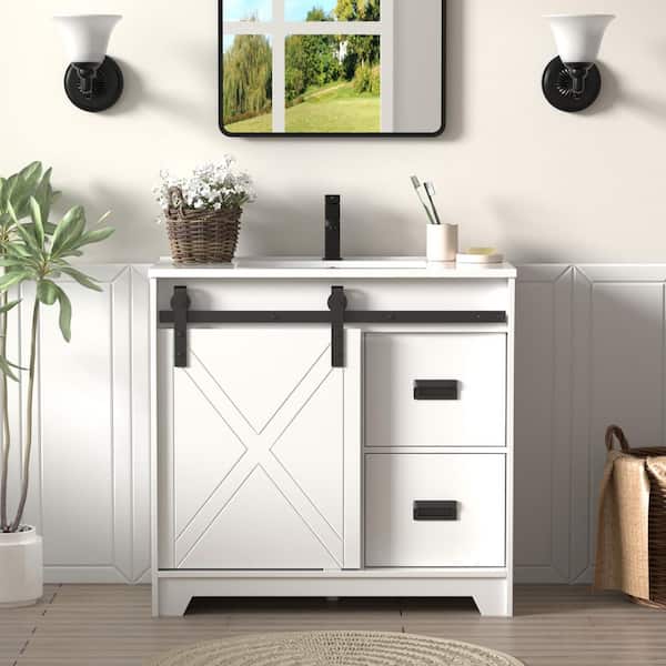 36 eclife エクリュ36 in. with Vanity Bath White Freestanding Sink Single W ジャケット・アウター