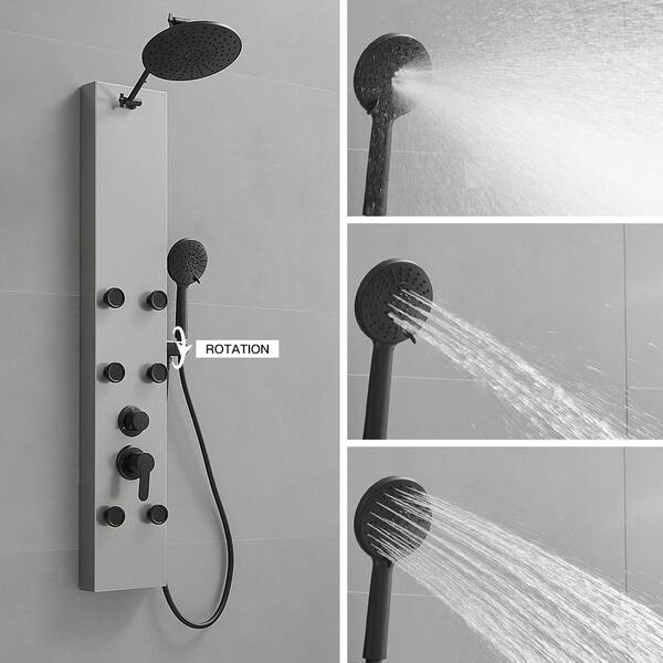 HOMEMYSTIQUE 3-in-1, 6-Jet Shower Panel Tower System w HOMEMYSTIQUE 3-in-1, 6-Jet Shower Panel Tower System w