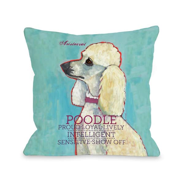 Unbranded Poodle Blue Multicolored Graphic Polyester 16 in. x 16 in. Throw Pillow