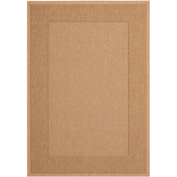Courtyard Natural/Gold 10 ft. x 14 ft. Border Solid Color Indoor/Outdoor Area Rug
