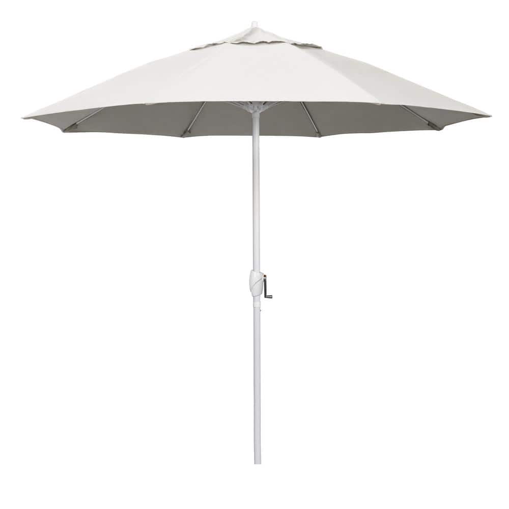 9 ft. Matted White Aluminum Market Patio Umbrella Fiberglass Ribs and Auto Tilt in Canvas Sunbrella price history on PriceWatchPro
