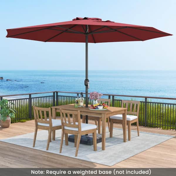 12 foot patio table umbrella Clihome 12 ft. L x 8.2 ft. W Red Polyester Crank Patio Umbrella with Vent and 1.9 in. Pole for Outdoor Table Use