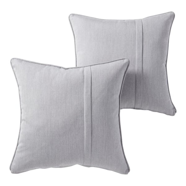 Greendale Home Fashions Sunbrella Granite Square Outdoor Throw Pillow with Pleat (2-Pack)