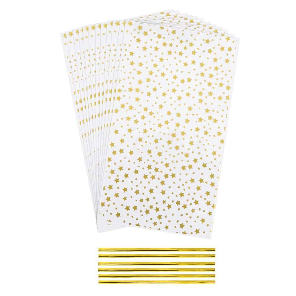 11 in. x 5 in. Gold Star Clear Cellophane Treat Bags with Twist Ties for Gift Wrapping Candies Desserts and More price history on PriceWatchPro