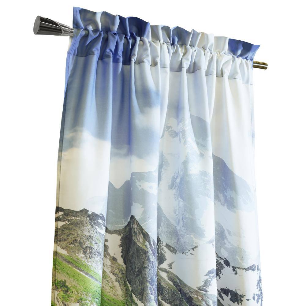 Mountain Lake Scene Light Filtering Polyester Curtain Panels
