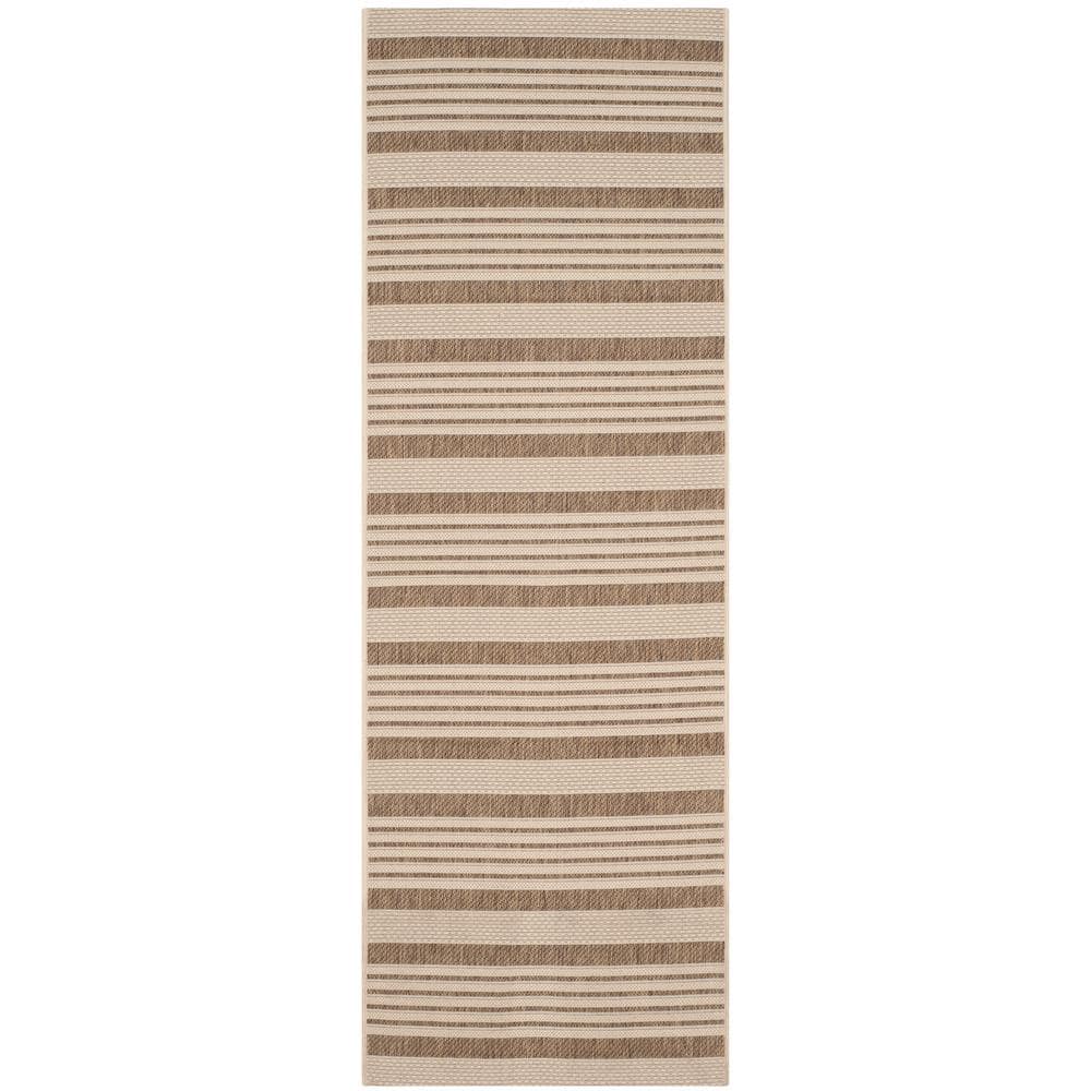 Courtyard Brown/Bone 2 ft. x 7 ft. Striped Indoor/Outdoor Patio  Runner Rug price history on PriceWatchPro