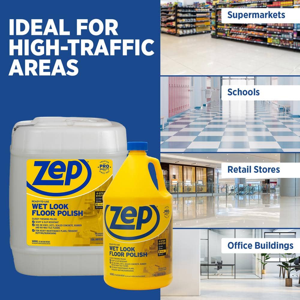 Zep Wet-Look Floor Polish 1 Gallon High Gloss Finish