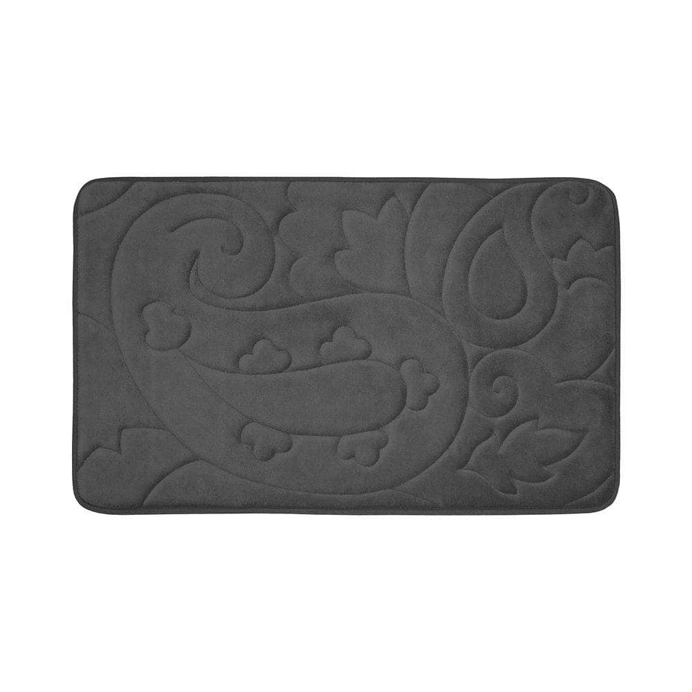 Pelton Dark Gray 17 in. x 24 in. Memory Foam Bath Mat