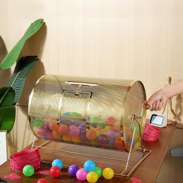 VEVOR Raffle Drum, Holds 10000 Tickets or 300 Ping Pong Balls, Metal Lottery Spinning Drawing with Wooden Turning Handle