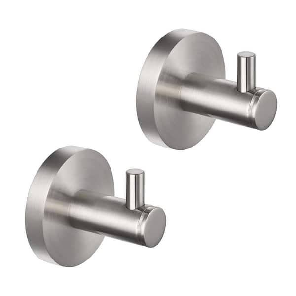 Bathroom Accessories J-Hook Robe/Towel Hook 2-Pieces in Brushed Nickel