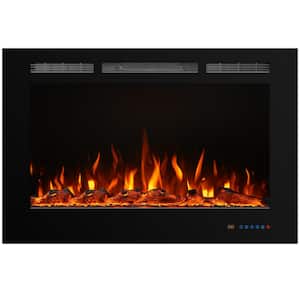 40 in. Electric Fireplace Insert with Remote and Log Crystal, Black