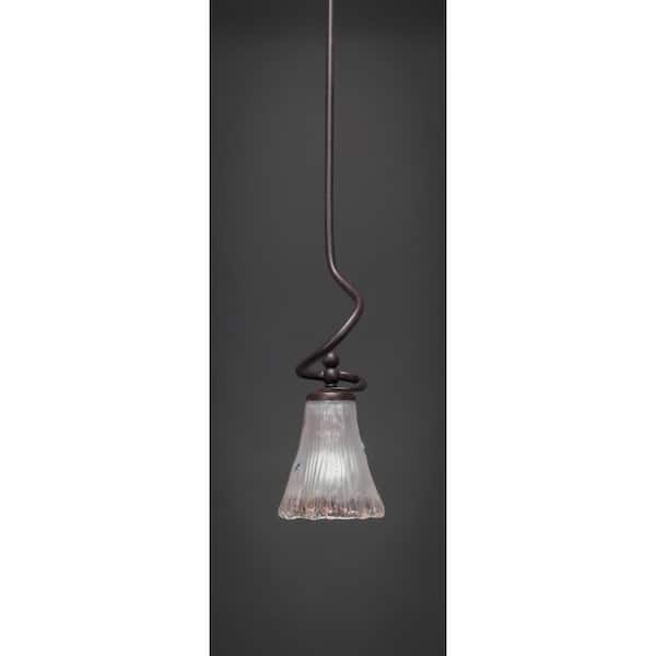 Unbranded Royale 100 W 1-Light Dark Granite Standard Mini Pendant Light with Glass Shade