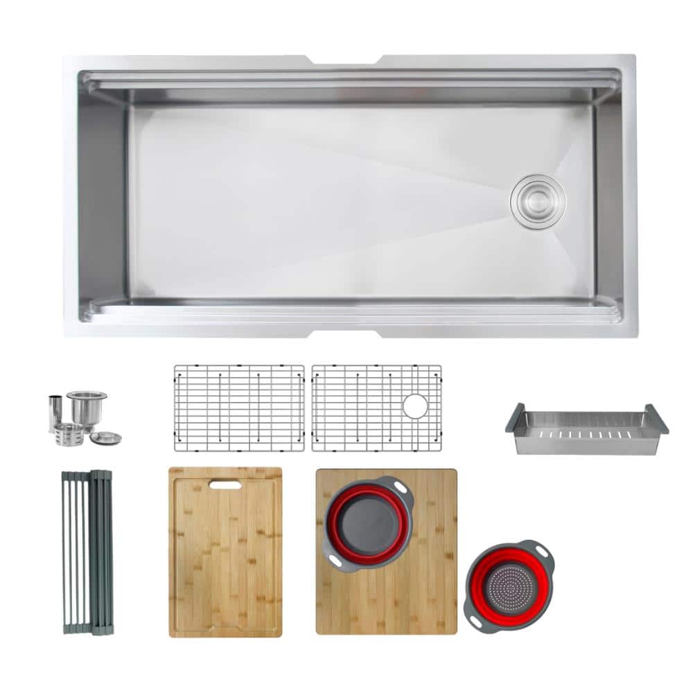Undermount 39 inch Stainless Steel Single Bowl Workstation Sink with Accessories price history on PriceWatchPro
