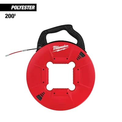 VEVOR Fish Tape Fiberglass 656 ft. x 1/4 in. Duct Rodder Fishtape Wire Puller with Steel Reel Stand, 3 Pulling Heads for Wall