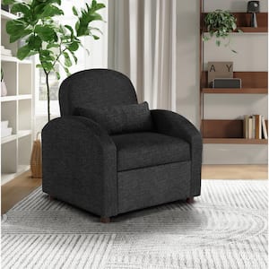 Toluca Black Chenille Convertible Arm Chair