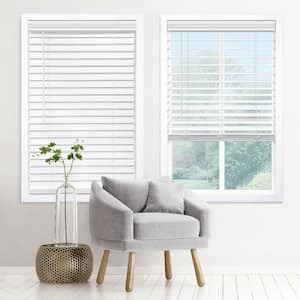 Textured White Cordless Room Darkening Faux Wood Blinds with 2 in. Slats - 70.5 in. W x 48 in. L