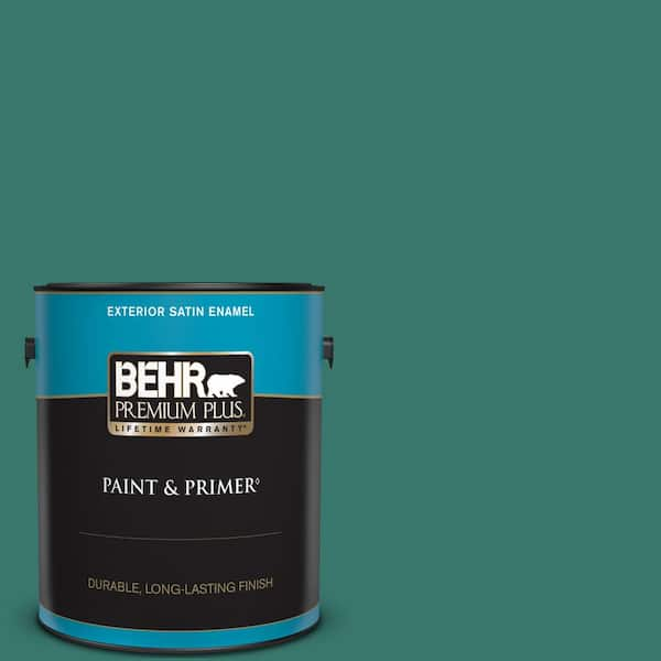 BEHR PREMIUM PLUS 1 gal. #490D-7 Greensleeves Satin Enamel Exterior Paint & Primer