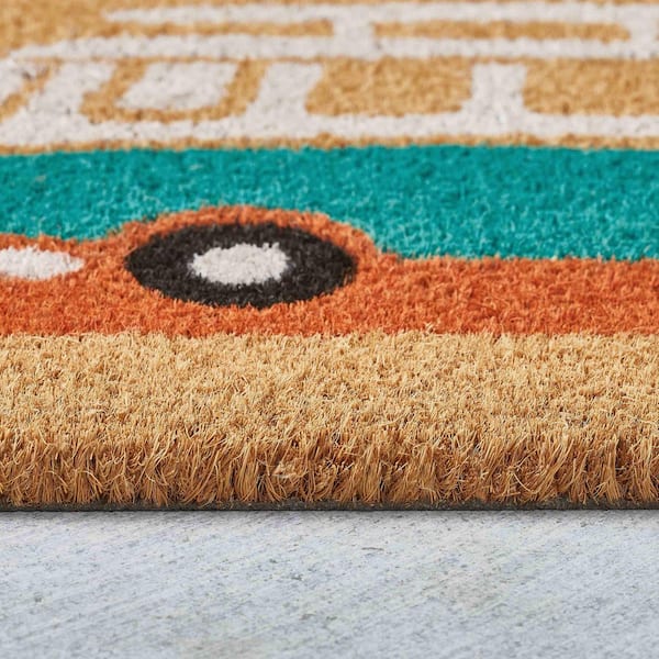 Hello Bus 18 in. x 30 in. Coir Indoor/Outdoor Door Mat Multi-Colored
