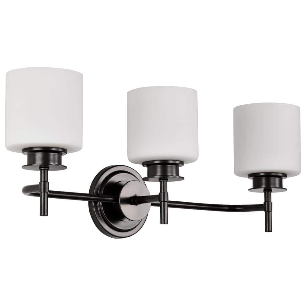 Warren 24 in. 3-Light Gun Metal Transitional Vanity Light with Satin White Glass Shade price history on PriceWatchPro