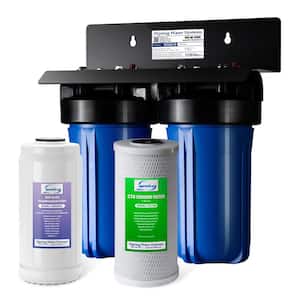 2-Stage Whole House Water Filtration System, 10" x 4.5" Sediment CTO Filter, Anti-scale poly filter, 1"
