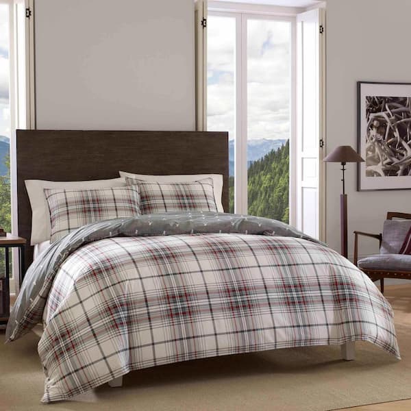 gray plaid duvet cover