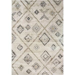 Carlisle 3 ft. 11 in. X 5 ft. 7 in. Ivory/Grey Geometric Indoor Area Rug