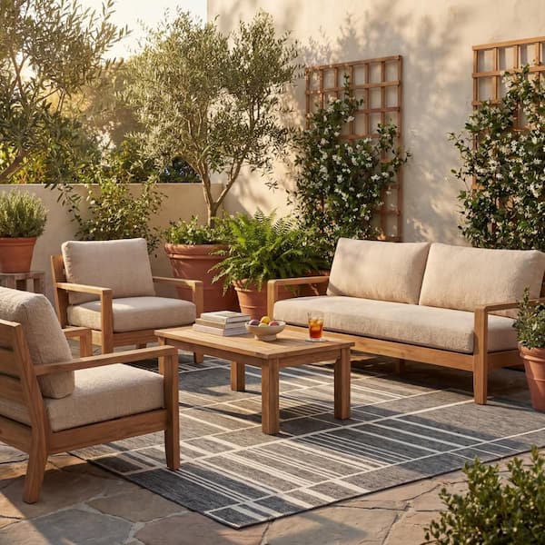 Nerelle Geometric Grey 8 ft. x 10 ft. Outdoor Area Rug