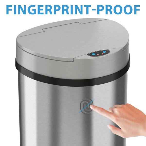  iTouchless 13 Gallon Touchless Sensor Trash Can with AbsorbX  Odor Control System, Stainless Steel, Extra-Wide Lid Opening Kitchen  Garbage Bin, Silver : Home & Kitchen