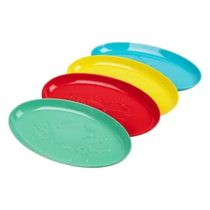 Multi-color Seafood Platters Serving Dish Melamine, Set of 4