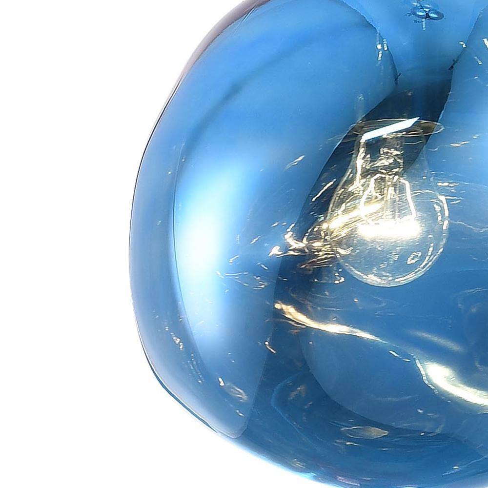 Contemporary Chrome & Blue Orb Acrylic 11" Globe Pendant Light