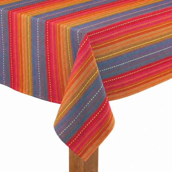 Phoenix Stripe 100% Cotton Tablecloth 52"x52" in Red