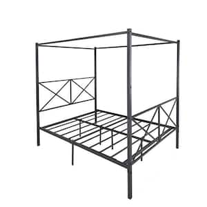 60.63 in. W Black Queen Size Canopy Metal Platform Bed