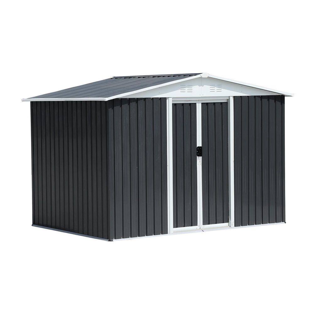 8 ft. W x 6 ft. D Metal Outdoor Storage Shed with Double Pitched Roof Lockable Double Door (48 sq. ft. ) in Gray price history on PriceWatchPro