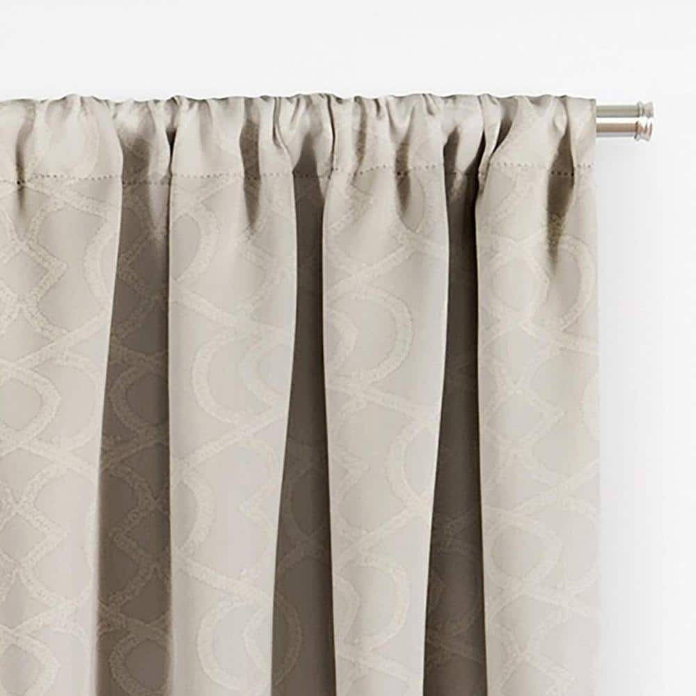 Ecru Blackout Polyester Rod Pocket Window Curtain Panel