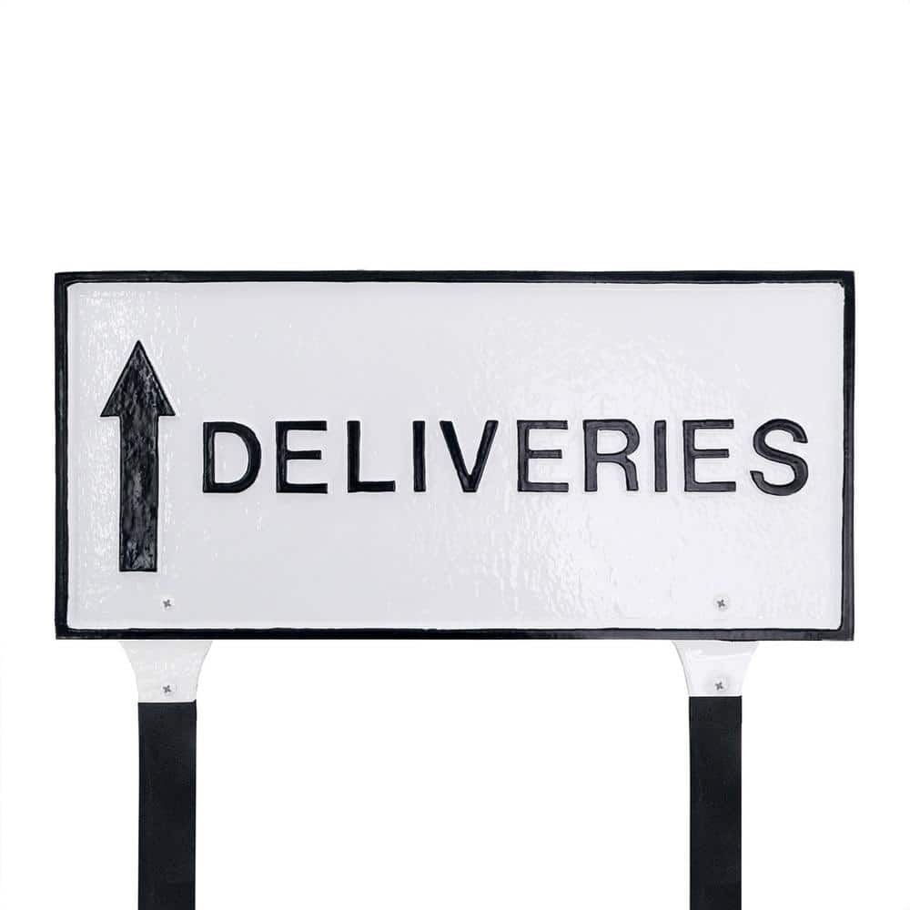 "10"" x 21"" Deliveries with Up Arrow Large Rectangle Statement Plaque with Lawn Stakes - White/Black" price history on PriceWatchPro