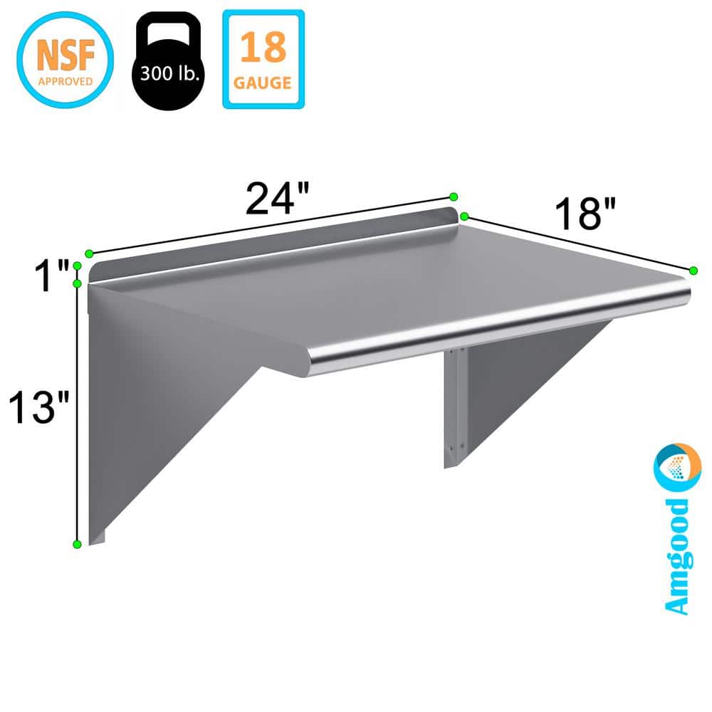 24" x 18" Stainless Steel Wall Shelf with Brackets