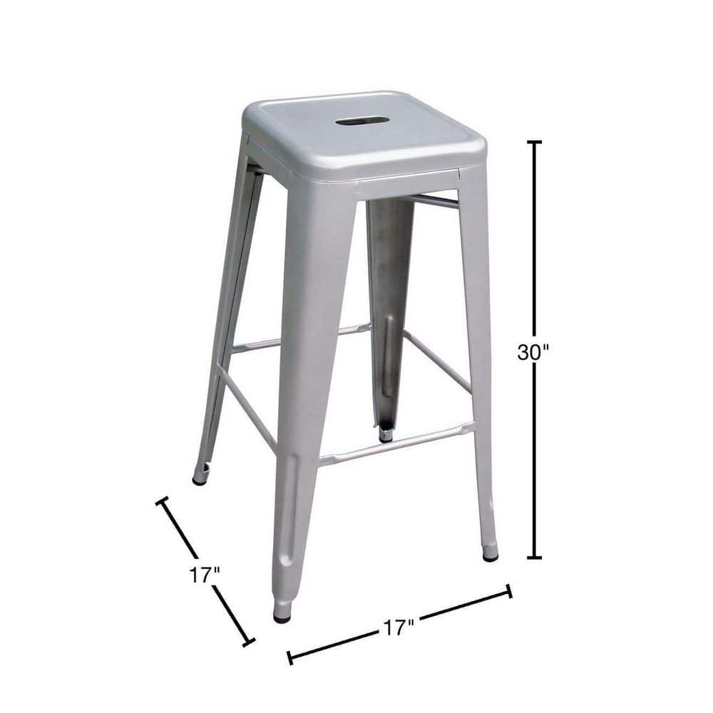 Gunmetal 30-Inch Stackable Metal Bar Stools, Set of 4