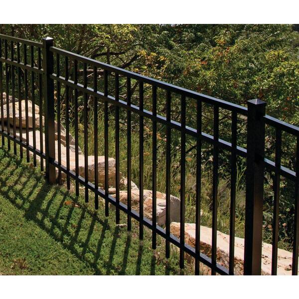 Barrette Outdoor Living Natural Reflections Standard-Duty 4 ft. H x 6 ft. W Black Aluminum Pre-Assembled Fence Panel