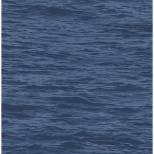 Denim Blue Serene Sea Peel and Stick Wallpaper 30.75 sq. ft.