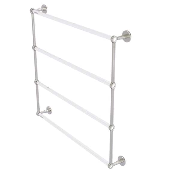Allied Brass Clearview Collection 36 in. 4-Tier Ladder Towel Bar with Groovy Accents in Satin Nickel