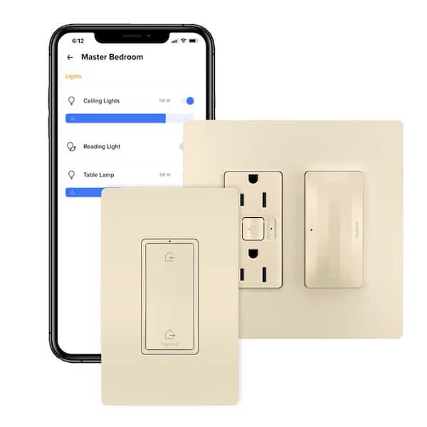 Legrand radiant with Netatmo Decorator Duplex Smart Outlet Starter Kit with Home/Away Switch, Light Almond