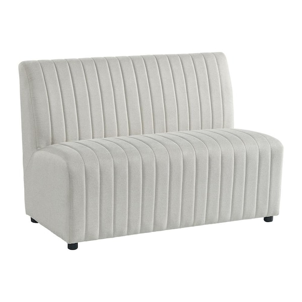 Rizzo Beige Linen Wood Upholstered Dining Bench 1